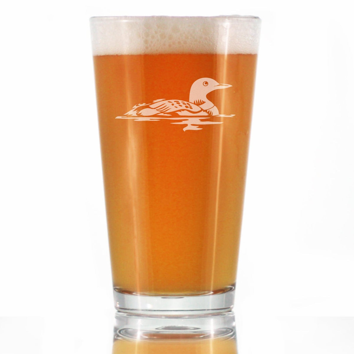 Etched Pint Glass | 16 oz Beer Glass | Dishwasher Safe | Loon
