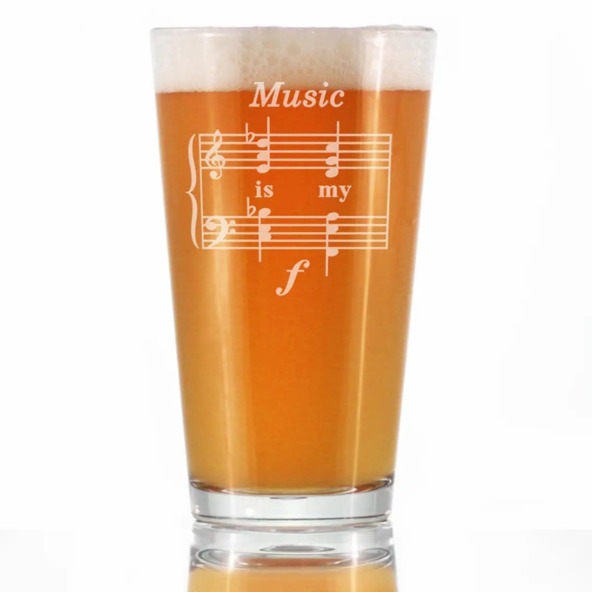 Etched Pint Glass | 16 oz Beer Glass | Dishwasher Safe | Music Is My Forte