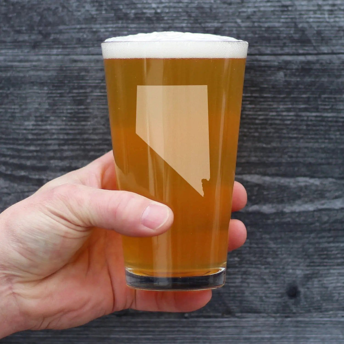 Etched Pint Glass | 16 oz Beer Glass | Dishwasher Safe | Nevada State Outline