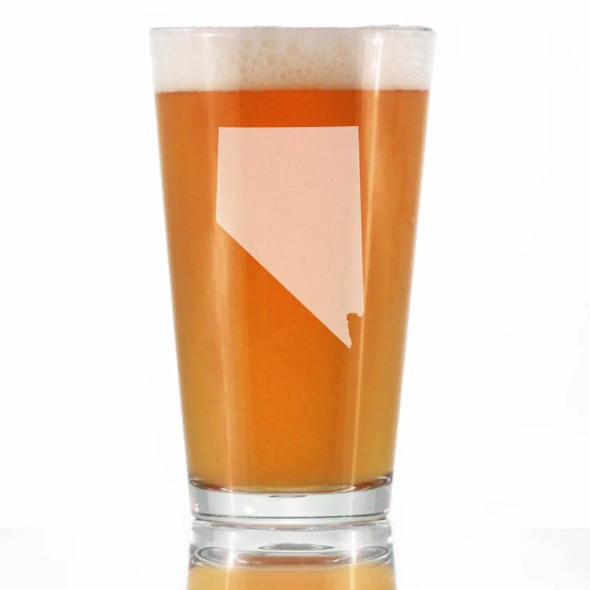 Etched Pint Glass | 16 oz Beer Glass | Dishwasher Safe | Nevada State Outline