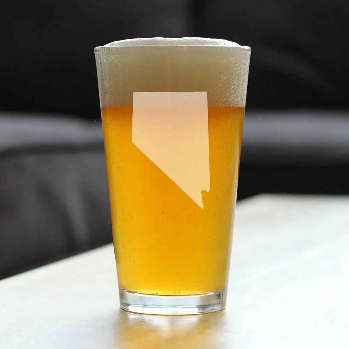 Etched Pint Glass | 16 oz Beer Glass | Dishwasher Safe | Nevada State Outline