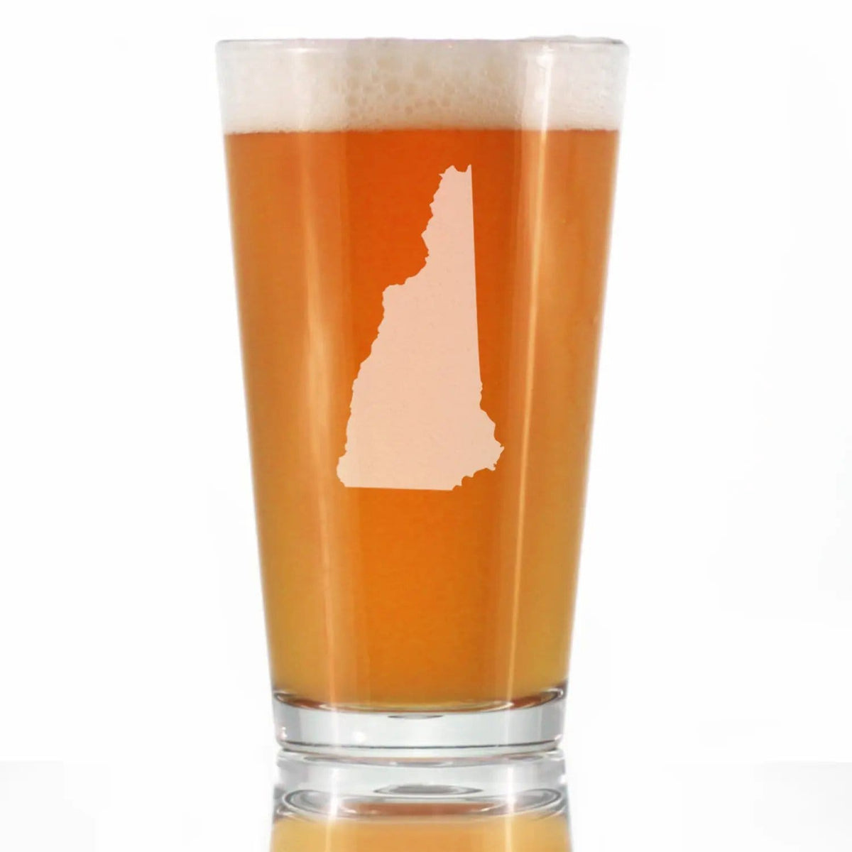 Etched Pint Glass | 16 oz Beer Glass | Dishwasher Safe | New Hampshire State Outline