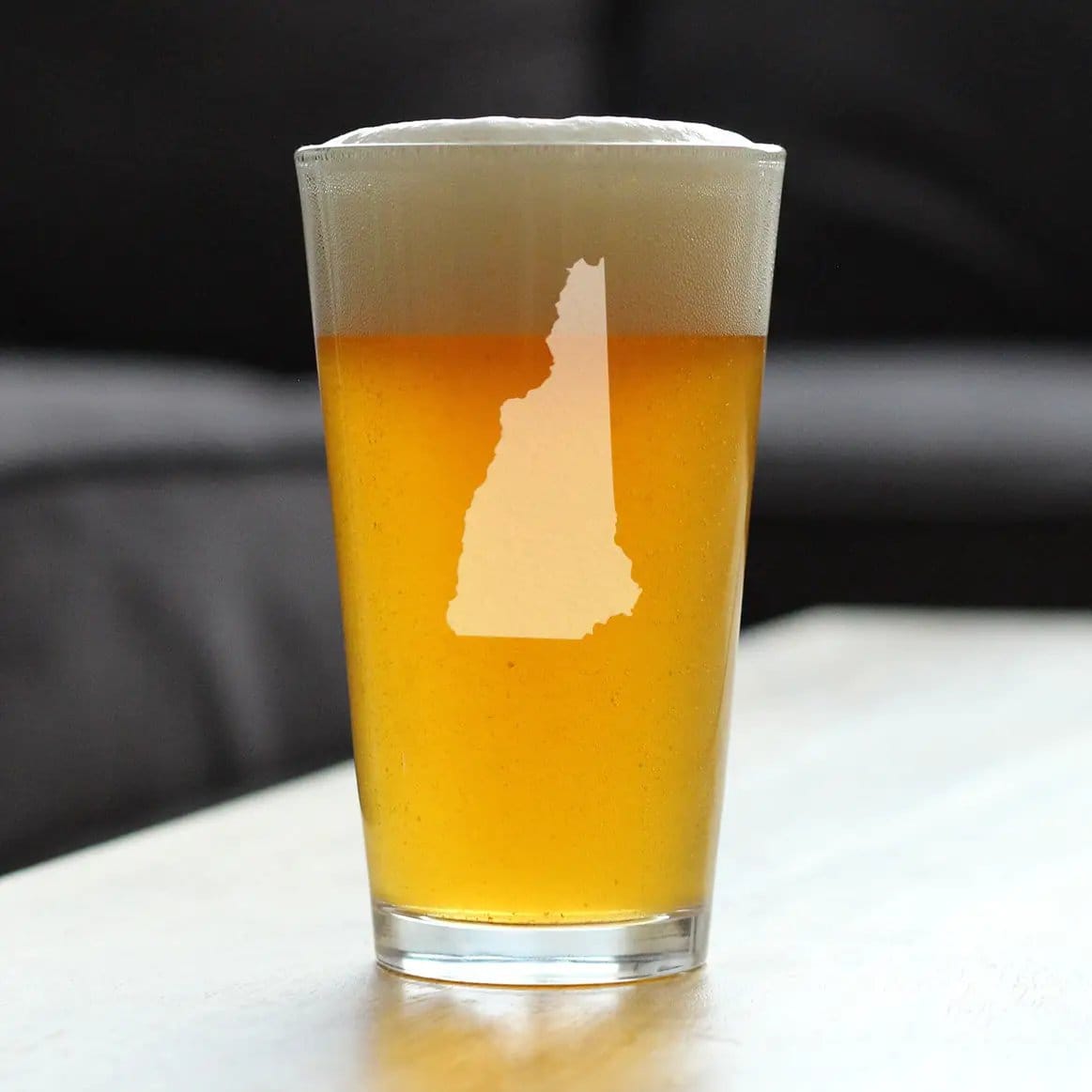 Etched Pint Glass | 16 oz Beer Glass | Dishwasher Safe | New Hampshire State Outline