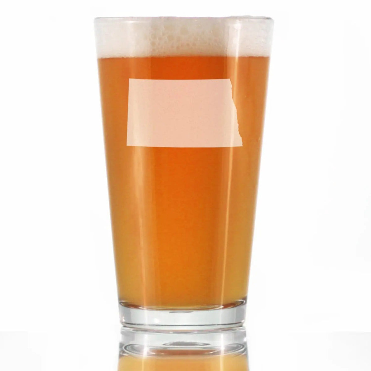 Etched Pint Glass | 16 oz Beer Glass | Dishwasher Safe | North Dakota State Outline