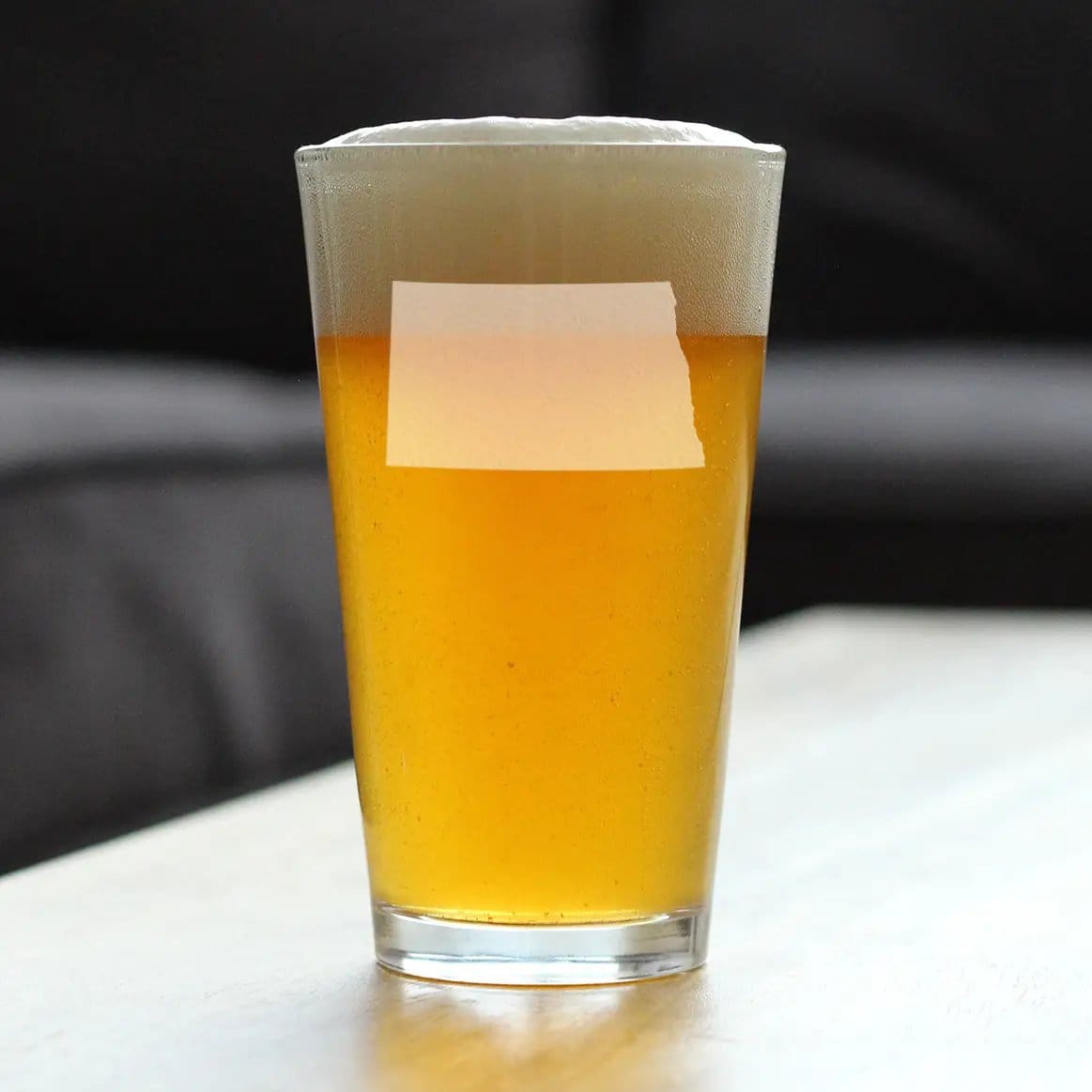 Etched Pint Glass | 16 oz Beer Glass | Dishwasher Safe | North Dakota State Outline