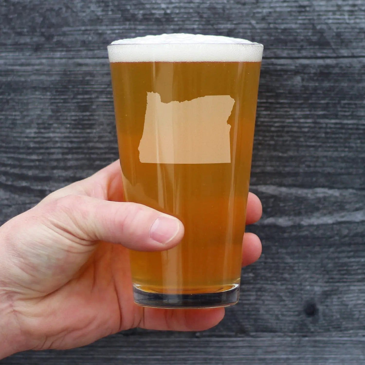 Etched Pint Glass | 16 oz Beer Glass | Dishwasher Safe | Oregon State Outline