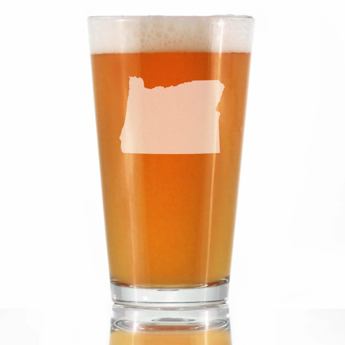 Etched Pint Glass | 16 oz Beer Glass | Dishwasher Safe | Oregon State Outline