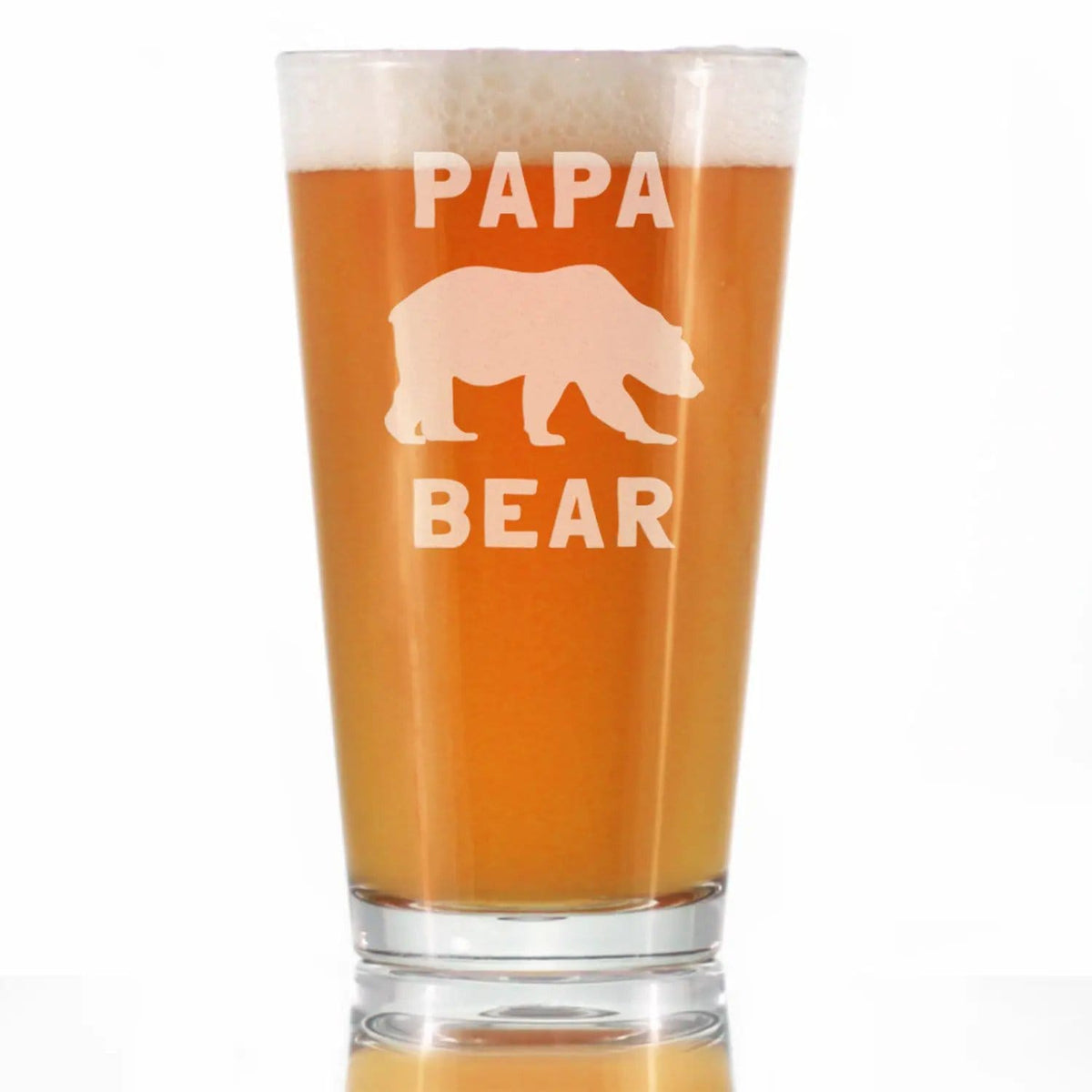 Etched Pint Glass | 16 oz Beer Glass | Dishwasher Safe | Papa Bear