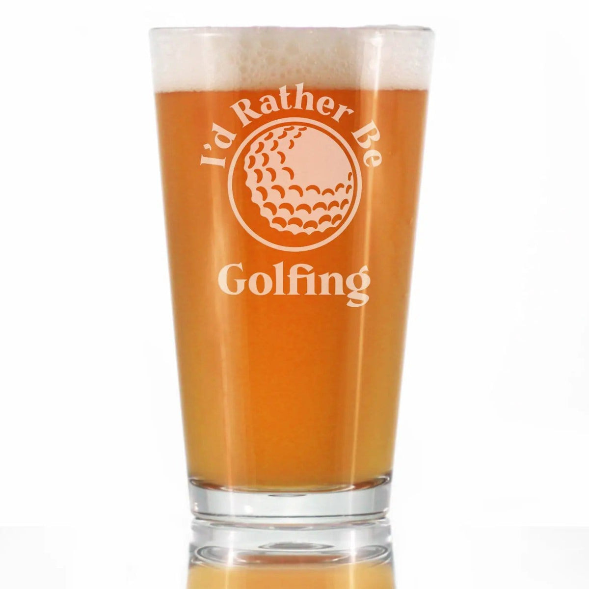 Etched Pint Glass | 16 oz Beer Glass | Dishwasher Safe | I'd Rather Be Golfing