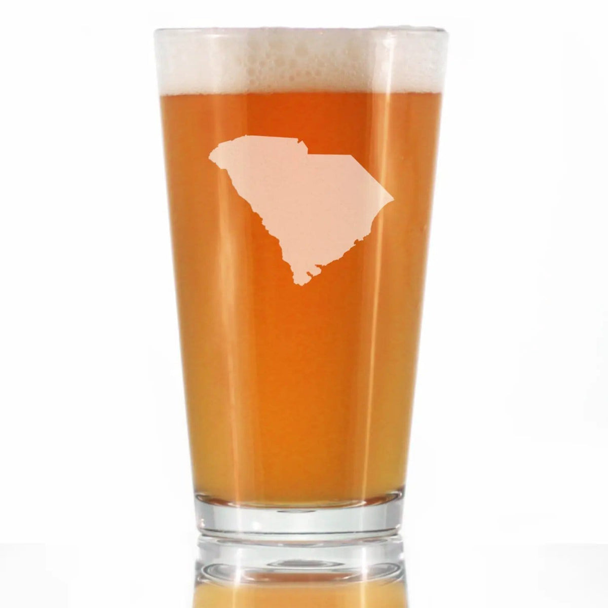 Etched Pint Glass | 16 oz Beer Glass | Dishwasher Safe | South Carolina State Outline