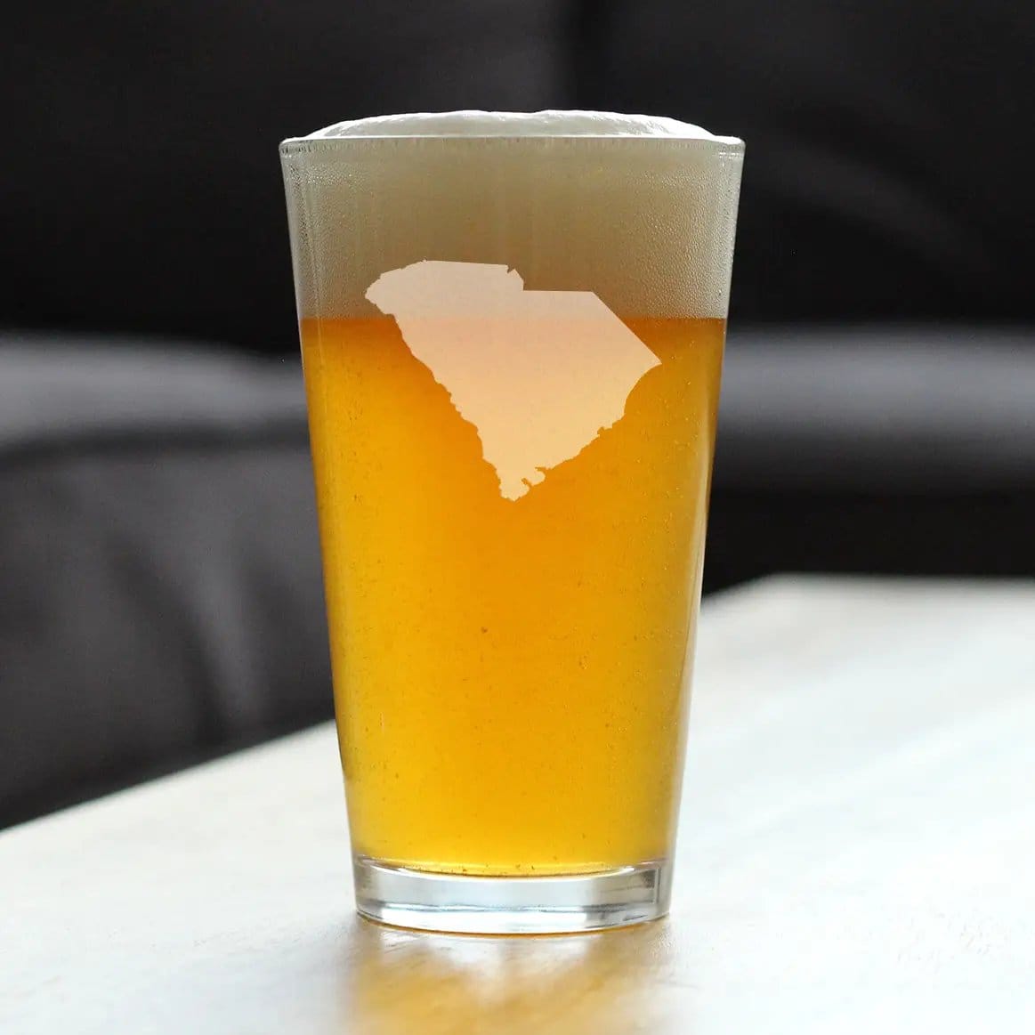 Etched Pint Glass | 16 oz Beer Glass | Dishwasher Safe | South Carolina State Outline
