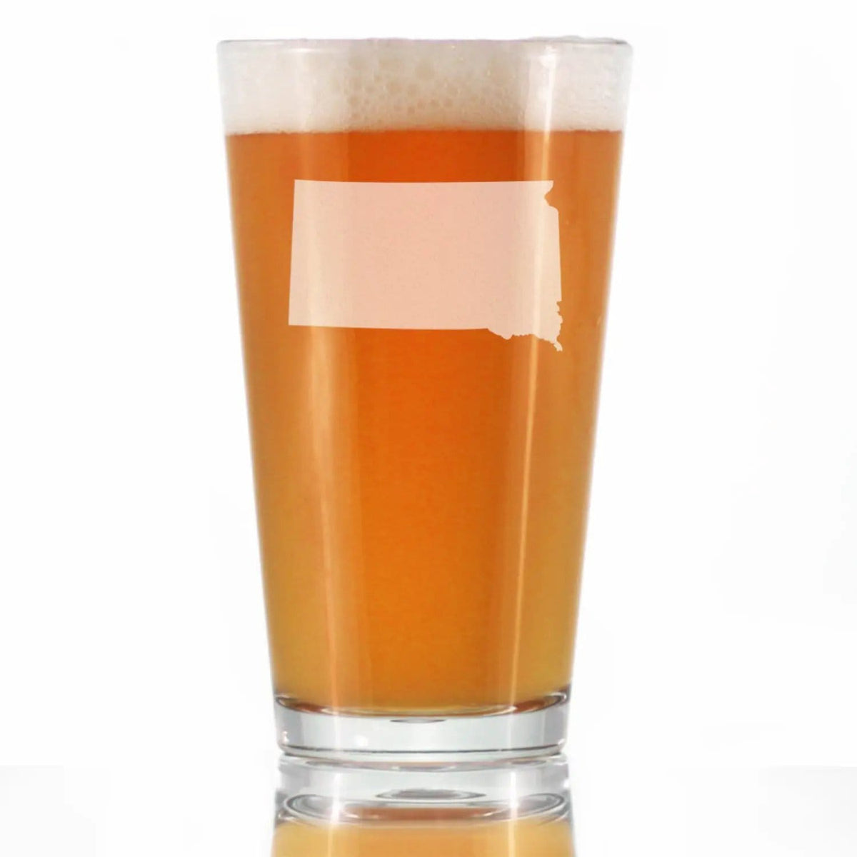 Etched Pint Glass | 16 oz Beer Glass | Dishwasher Safe | South Dakota State Outline
