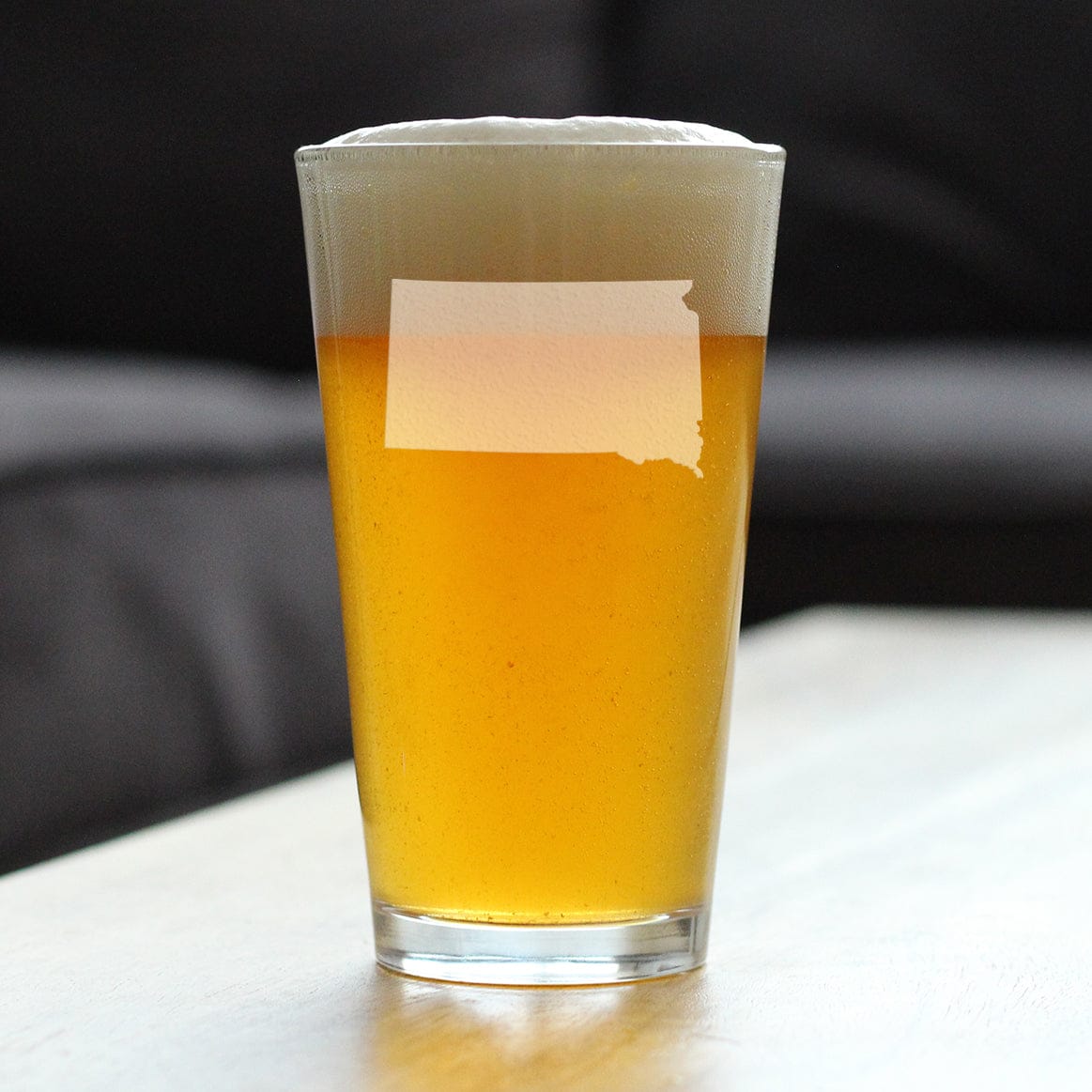 Etched Pint Glass | 16 oz Beer Glass | Dishwasher Safe | South Dakota State Outline
