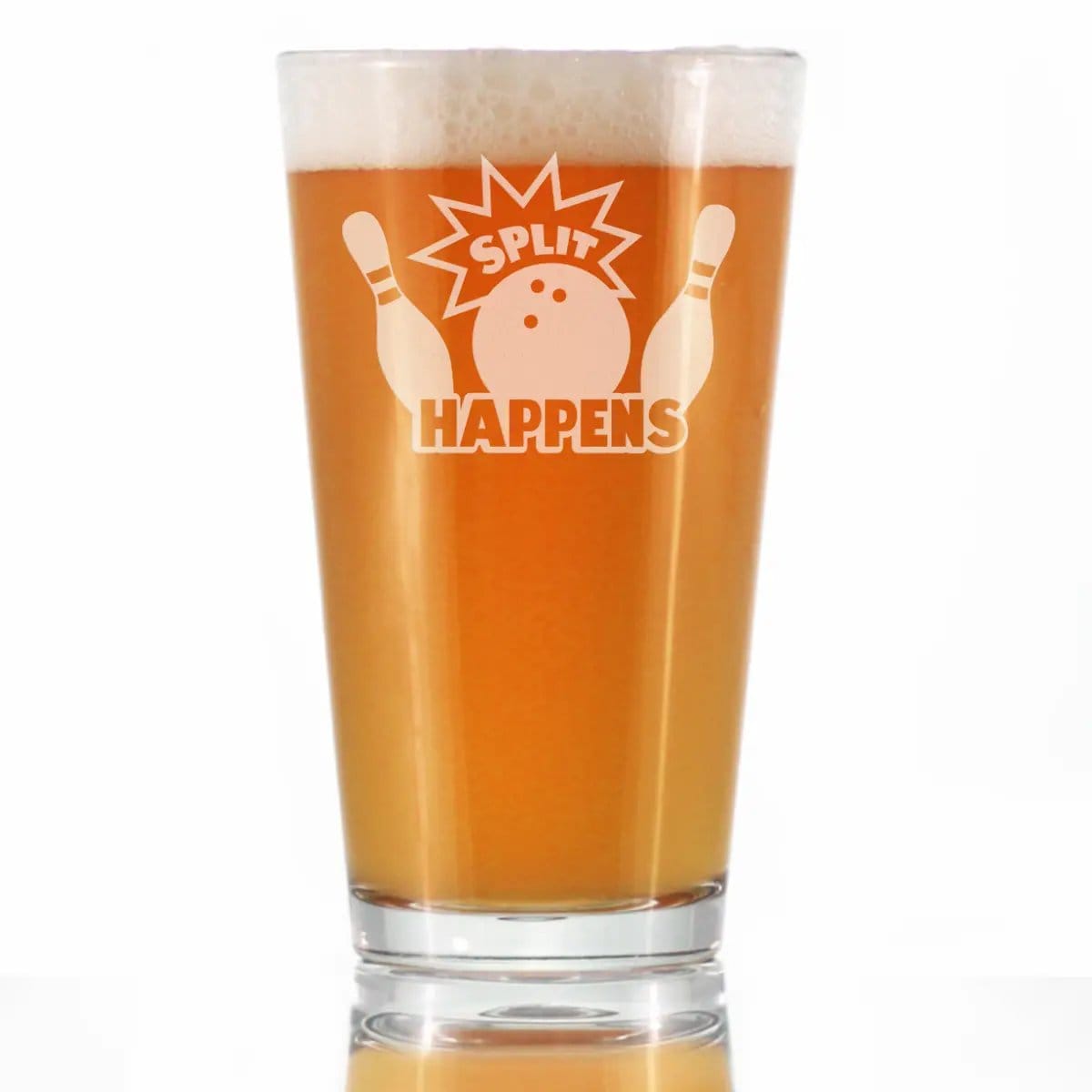 Etched Pint Glass | 16 oz Beer Glass | Dishwasher Safe | Split Happens