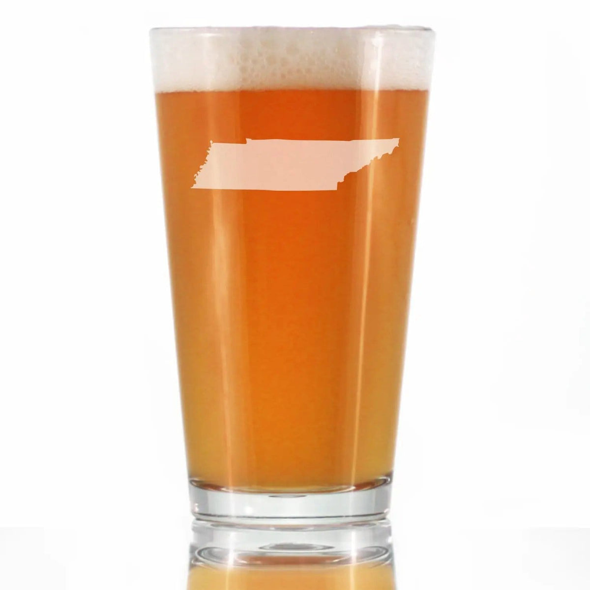 Etched Pint Glass | 16 oz Beer Glass | Dishwasher Safe | Tennessee State Outline