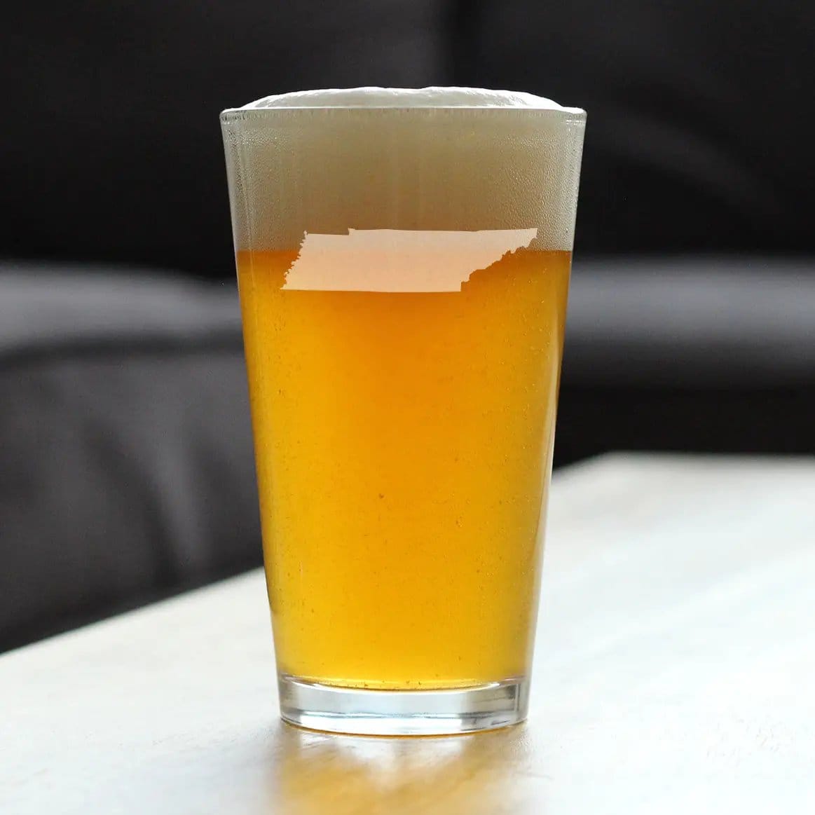 Etched Pint Glass | 16 oz Beer Glass | Dishwasher Safe | Tennessee State Outline