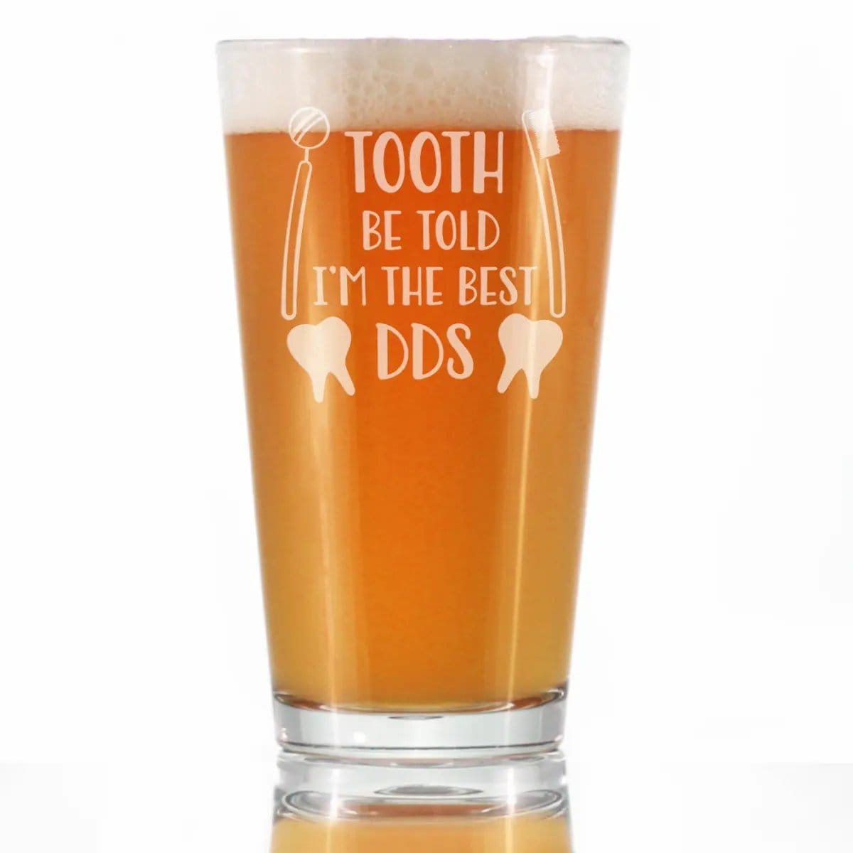 Etched Pint Glass | 16 oz Beer Glass | Dishwasher Safe | Tooth Be Told