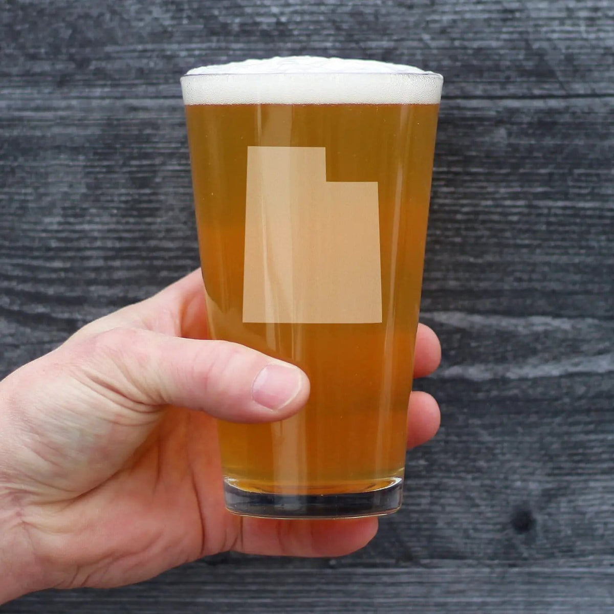 Etched Pint Glass | 16 oz Beer Glass | Dishwasher Safe | Utah State Outline