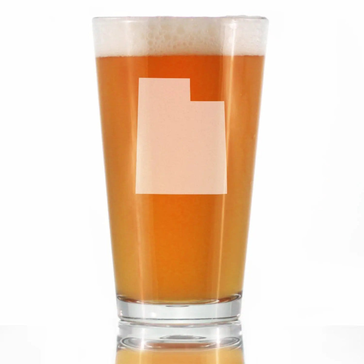Etched Pint Glass | 16 oz Beer Glass | Dishwasher Safe | Utah State Outline