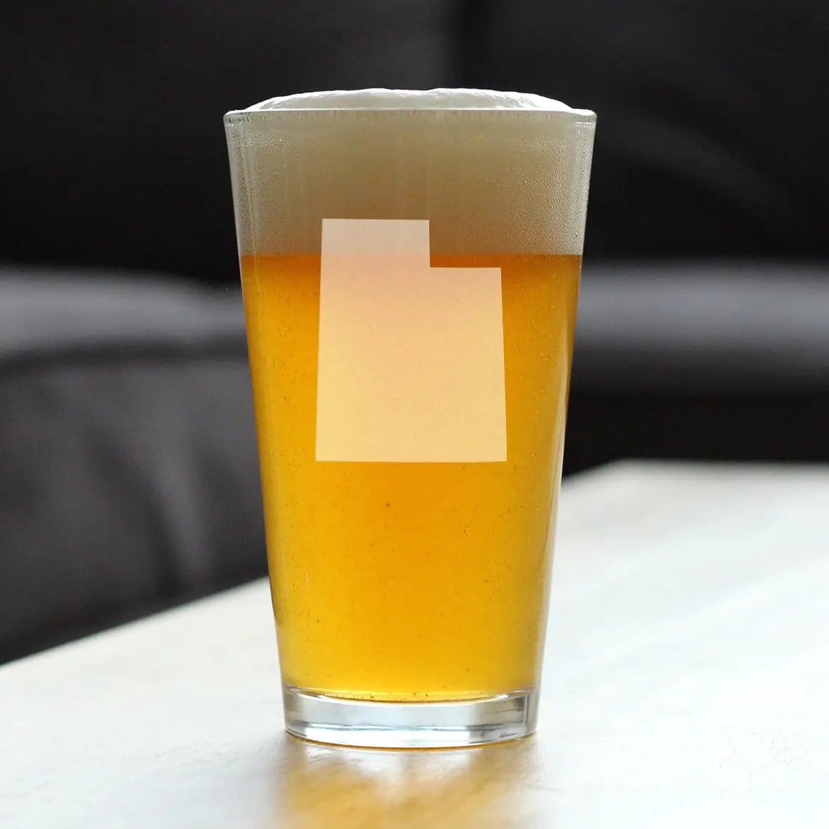 Etched Pint Glass | 16 oz Beer Glass | Dishwasher Safe | Utah State Outline