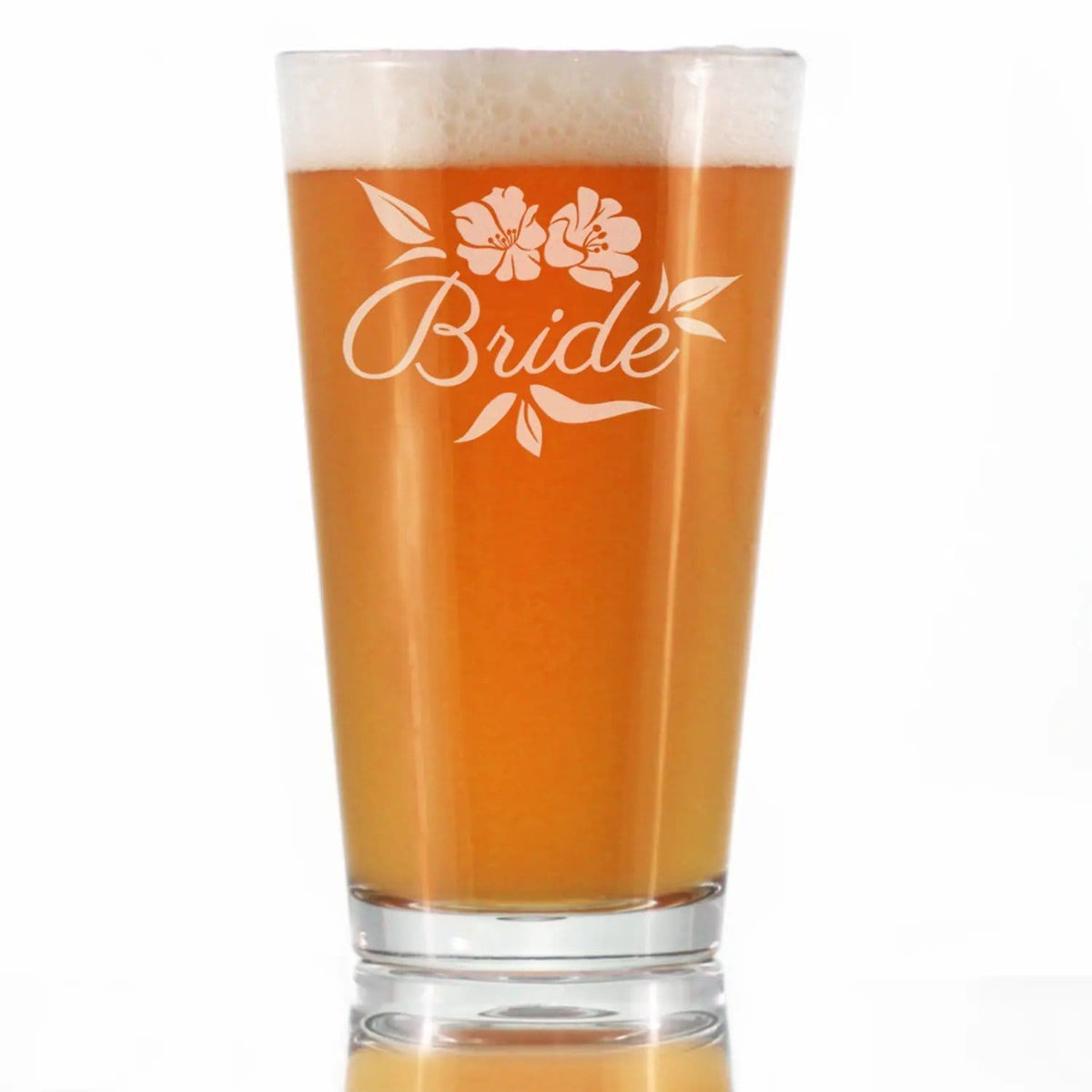 Etched Pint Glass | 16 oz Beer Glass | Dishwasher Safe | Bride