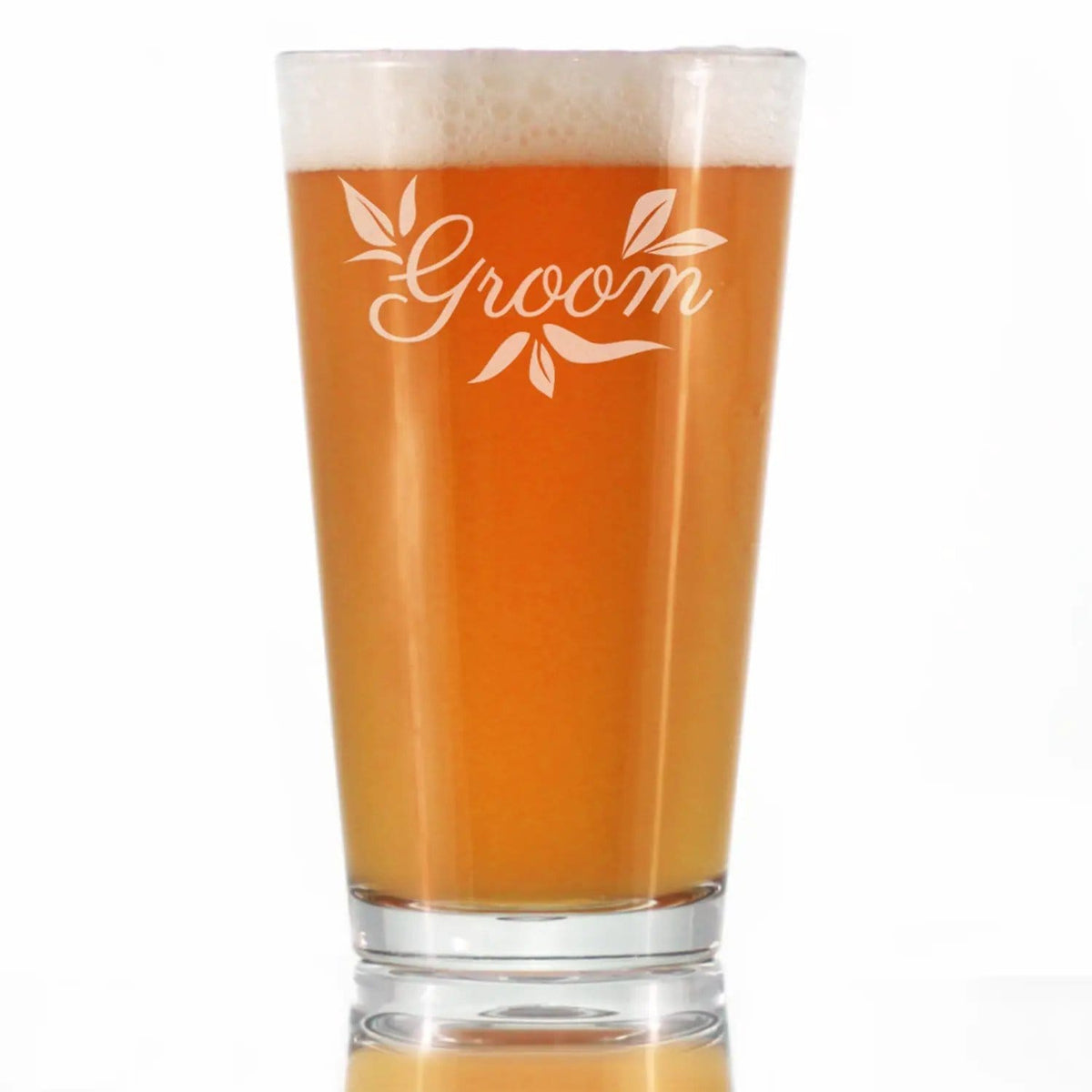 Etched Pint Glass | 16 oz Beer Glass | Dishwasher Safe | Groom
