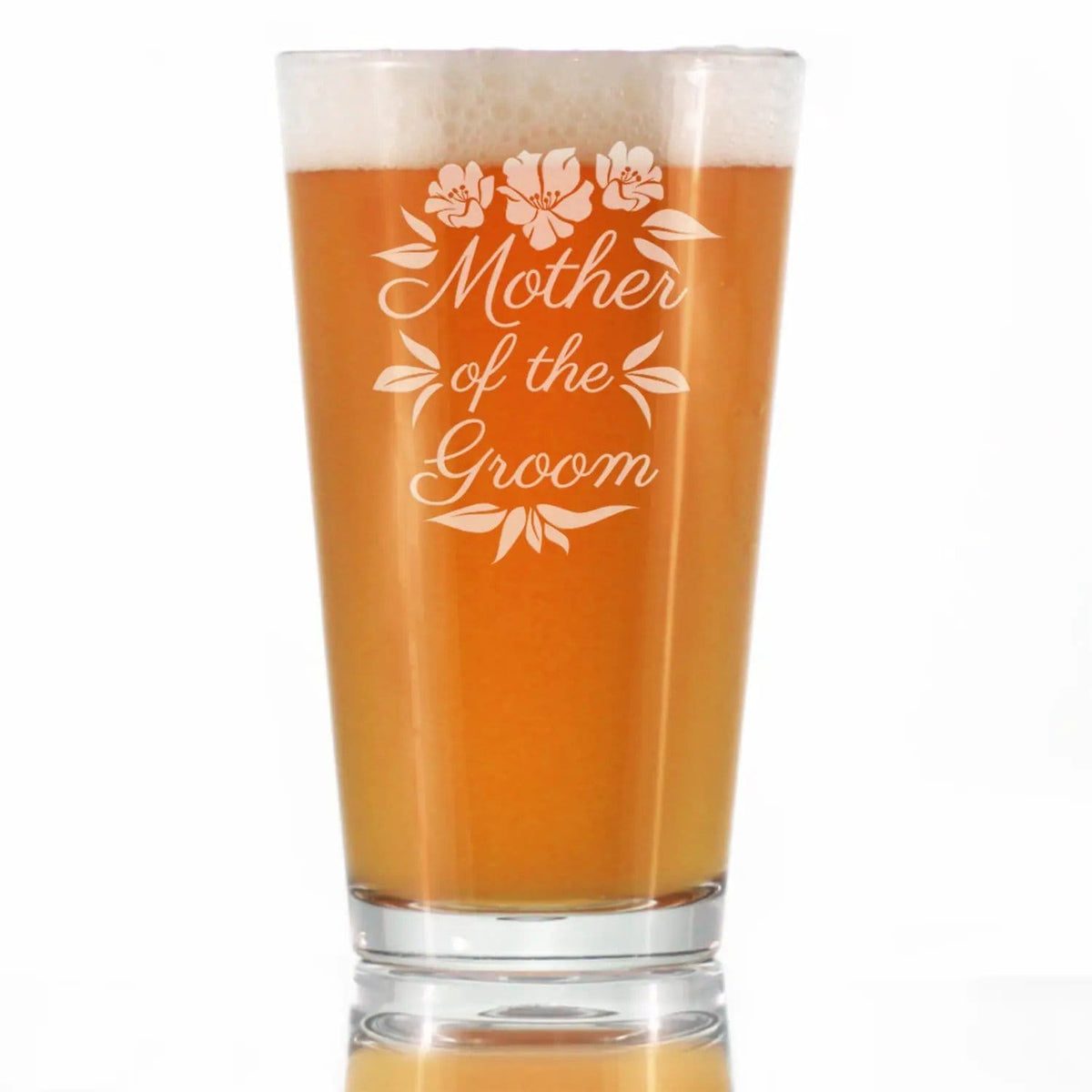 Etched Pint Glass | 16 oz Beer Glass | Dishwasher Safe | Mother of the Groom