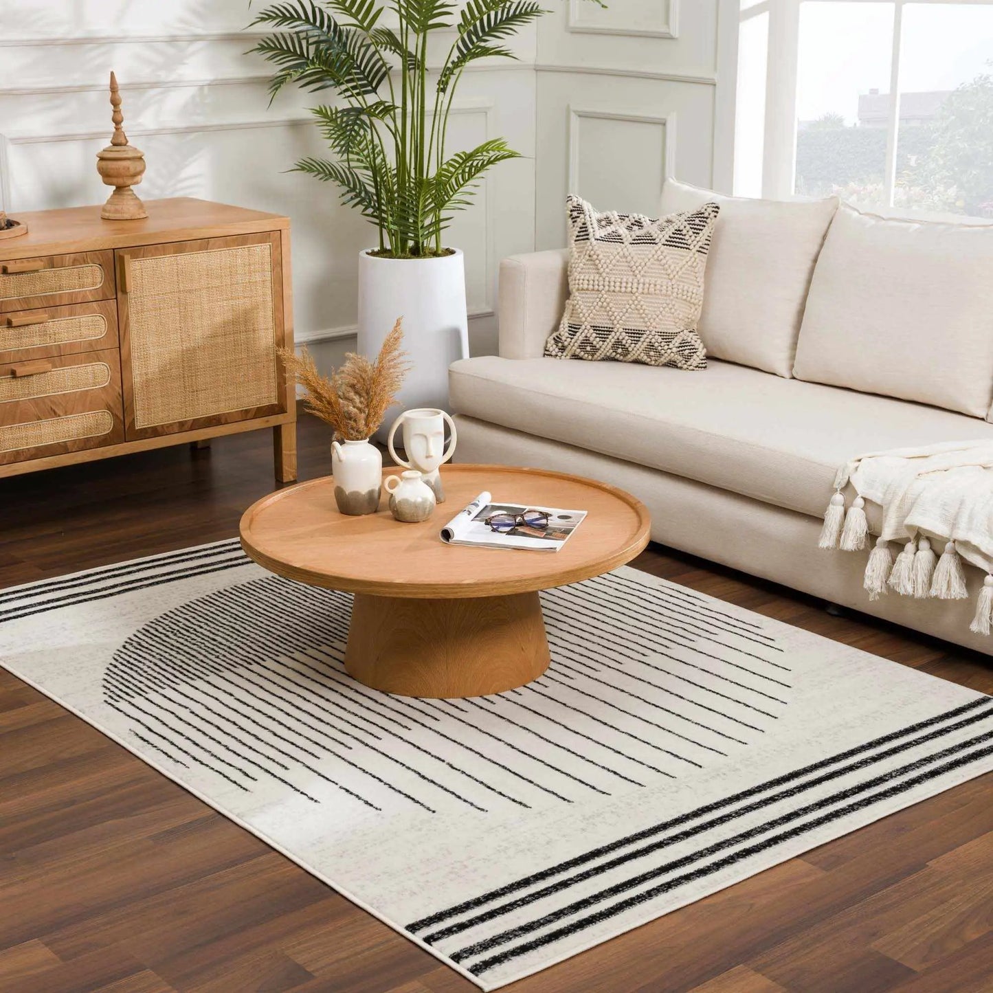 Angus Abstract Black and White Area Rug from PriceLows™