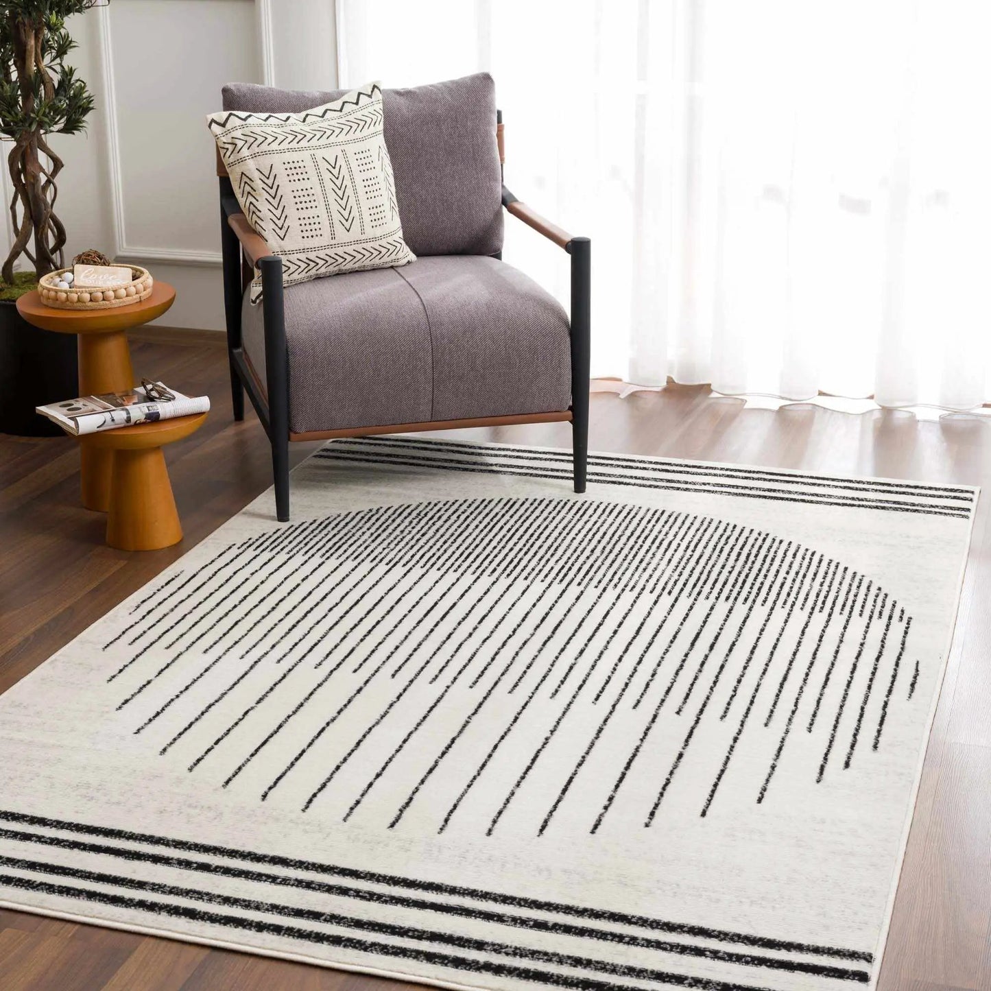 Angus Abstract Black and White Area Rug from PriceLows™