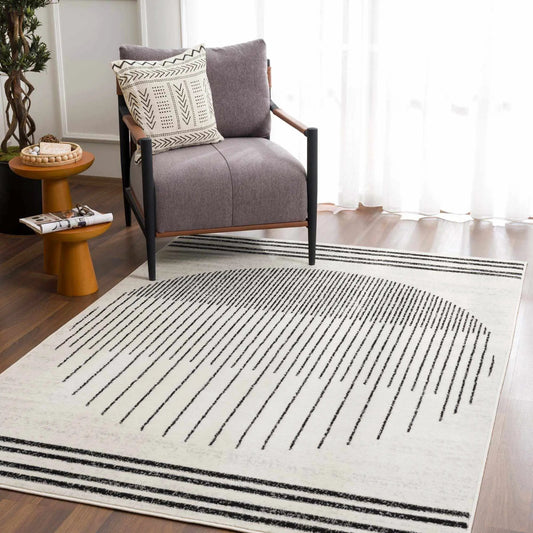 Angus Abstract Black and White Area Rug from PriceLows™