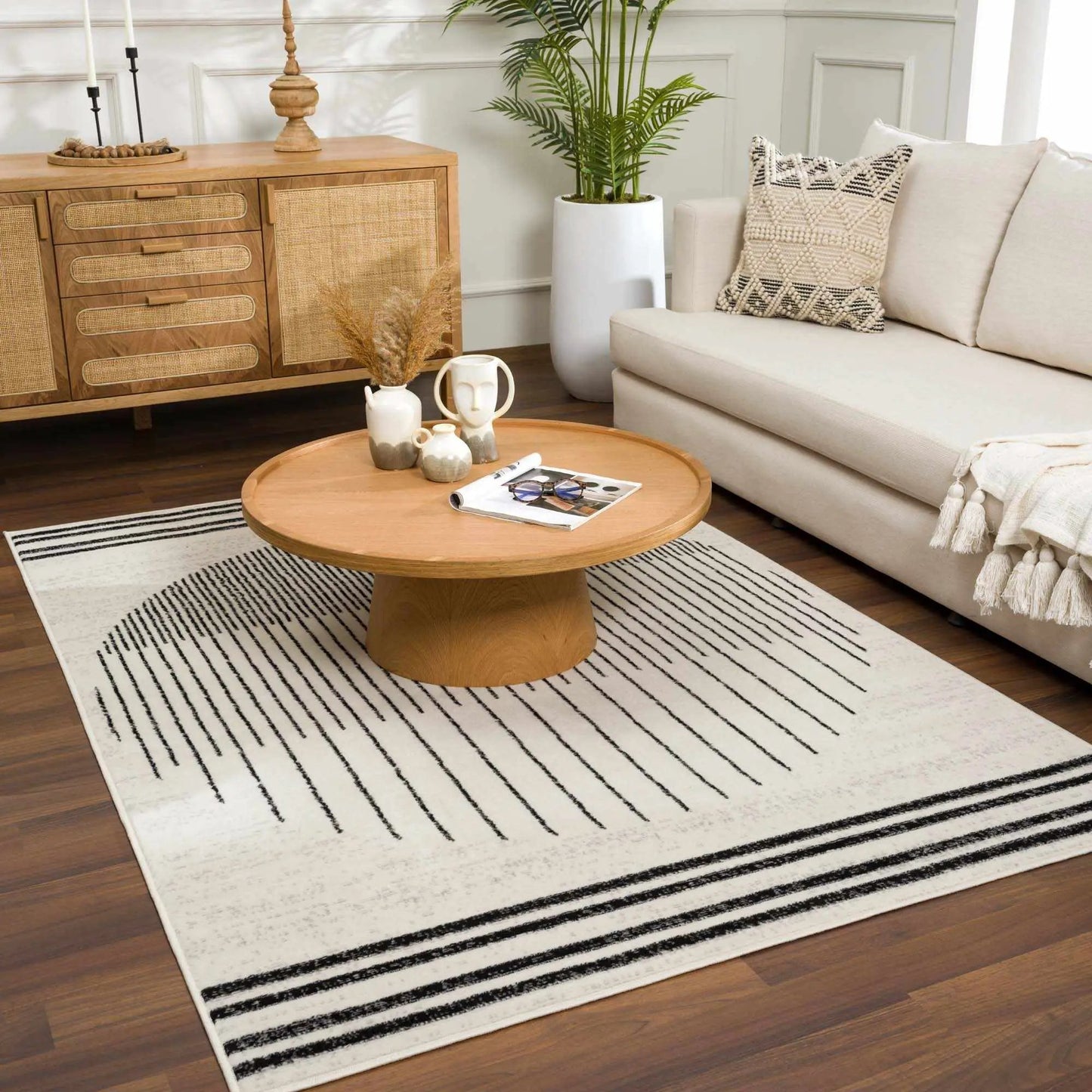 Angus Abstract Black and White Area Rug from PriceLows™