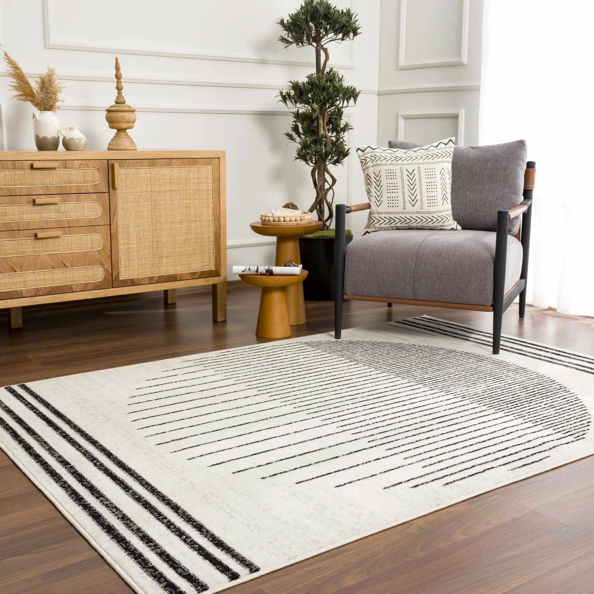 Angus Abstract Black and White Area Rug from PriceLows™