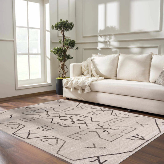Azzan Cream & Charcoal Area Rug from PriceLows™