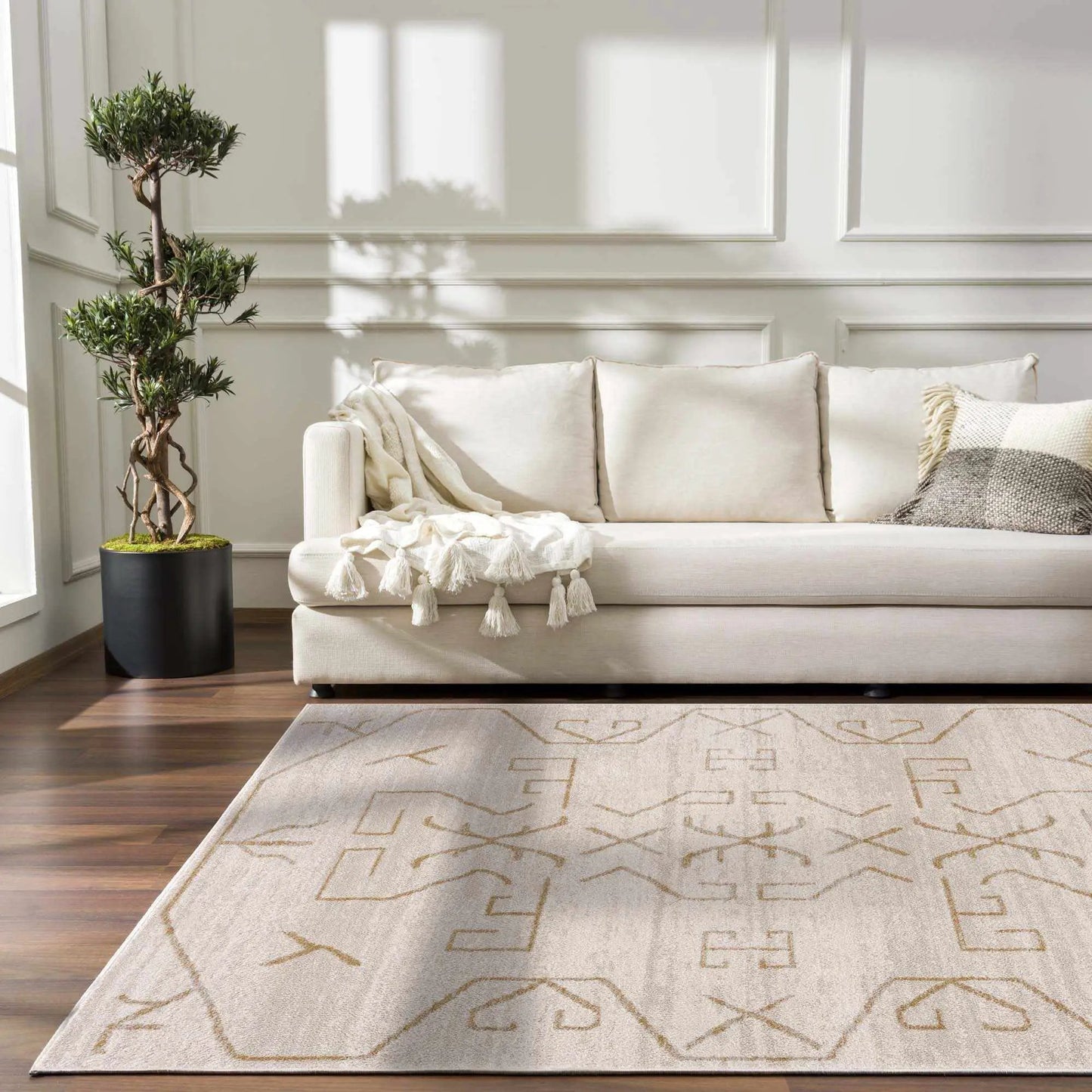Azzan Cream & Gold Area Rug from PriceLows™