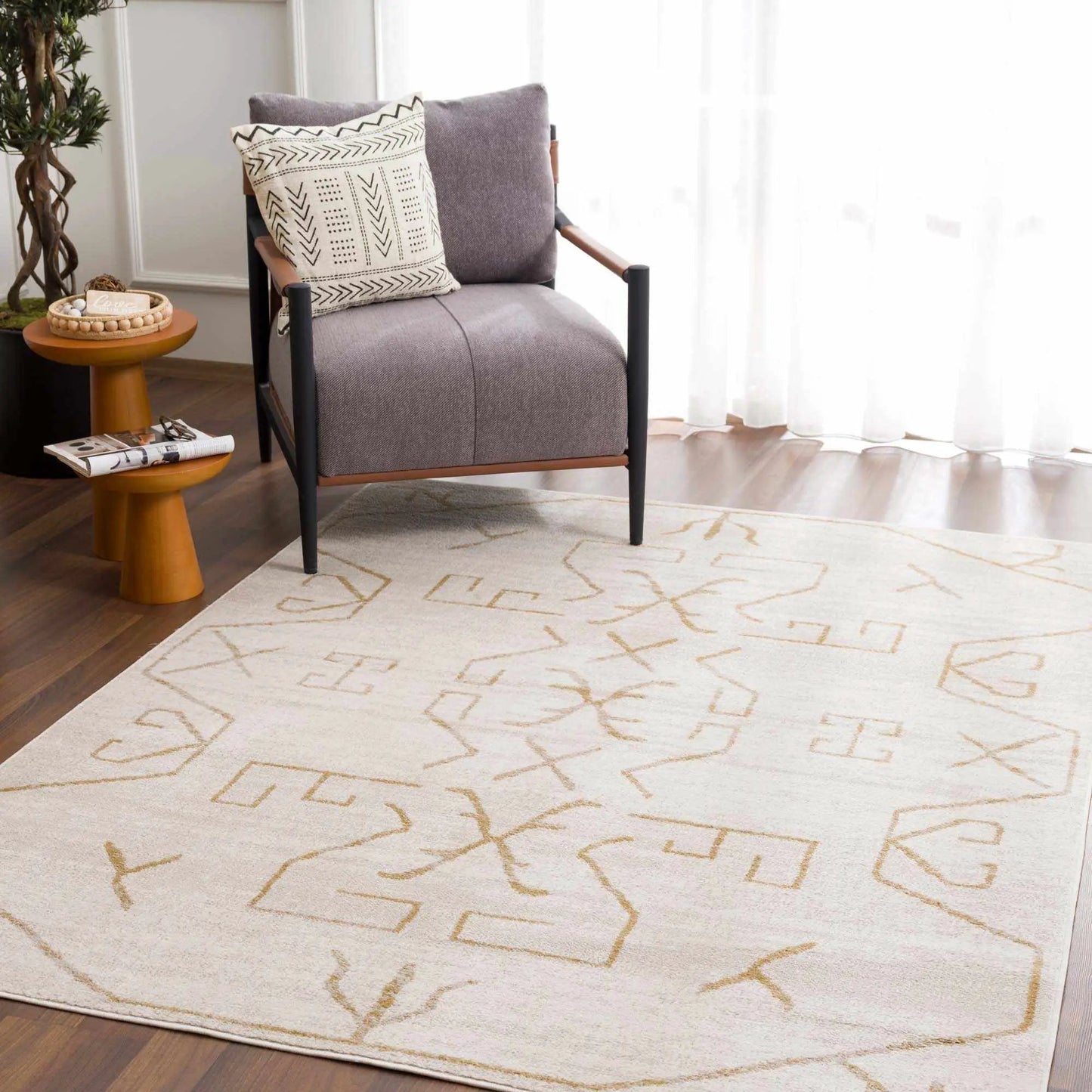 Azzan Cream & Gold Area Rug from PriceLows™
