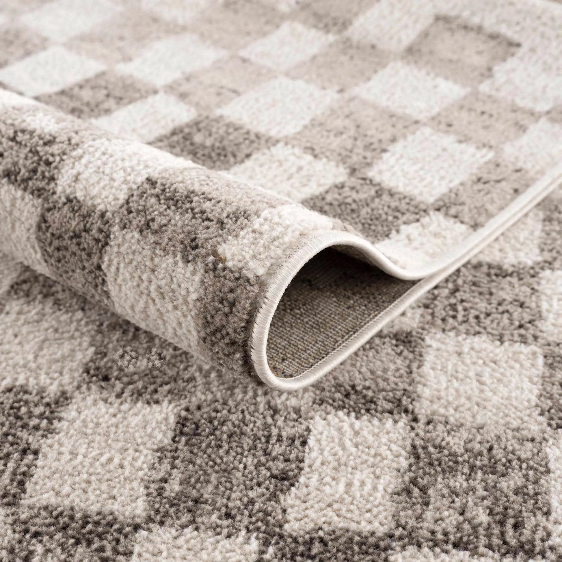 Benjy Beige Checkered Area Rug from PriceLows™