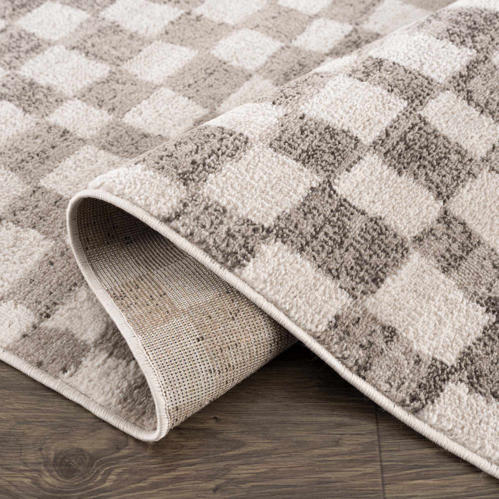 Benjy Beige Checkered Area Rug from PriceLows™