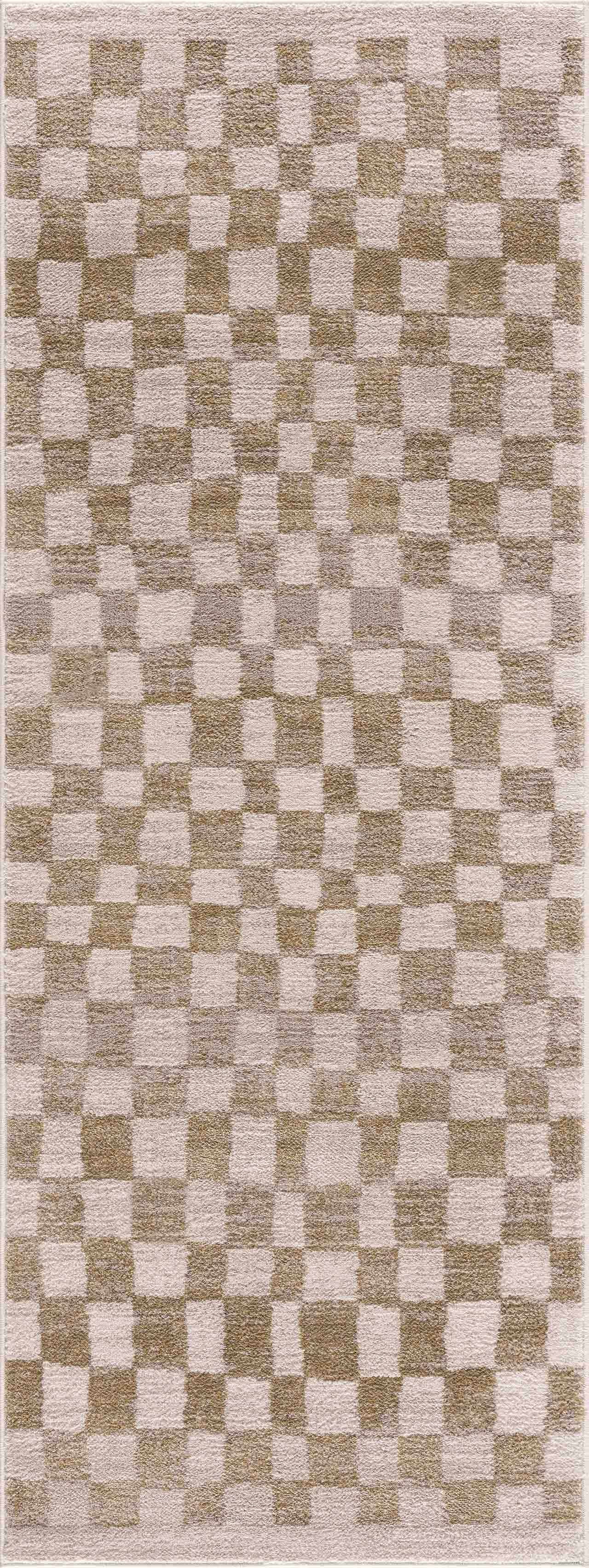 Benjy Cream & Gold Checkered Area Rug from PriceLows™