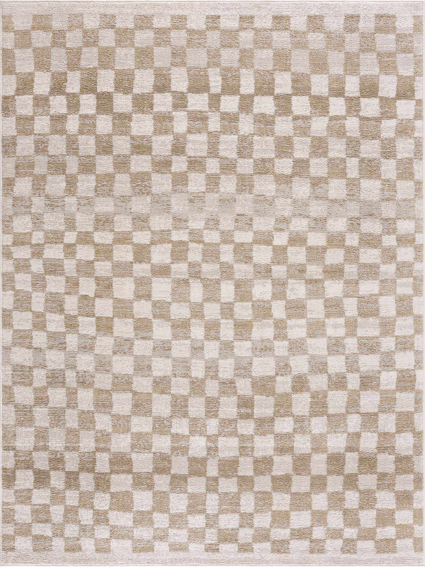Benjy Cream & Gold Checkered Area Rug from PriceLows™