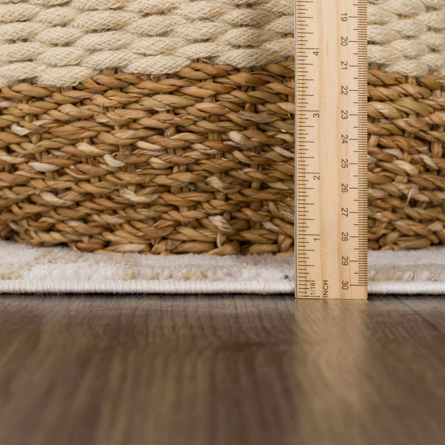 Benjy Cream & Gold Checkered Area Rug from PriceLows™