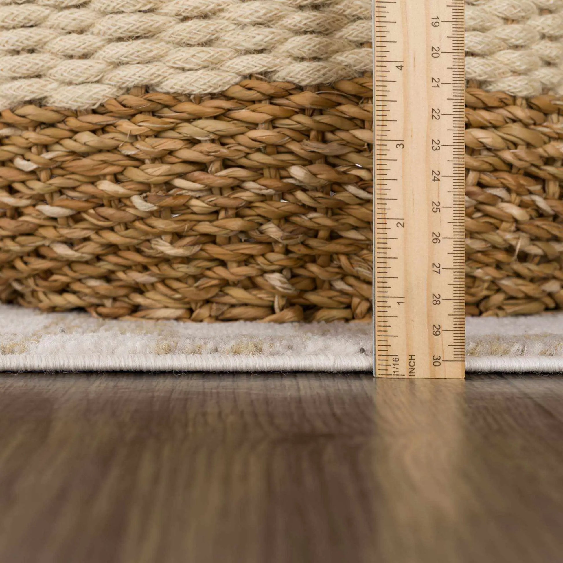 Benjy Cream & Gold Checkered Area Rug from PriceLows™