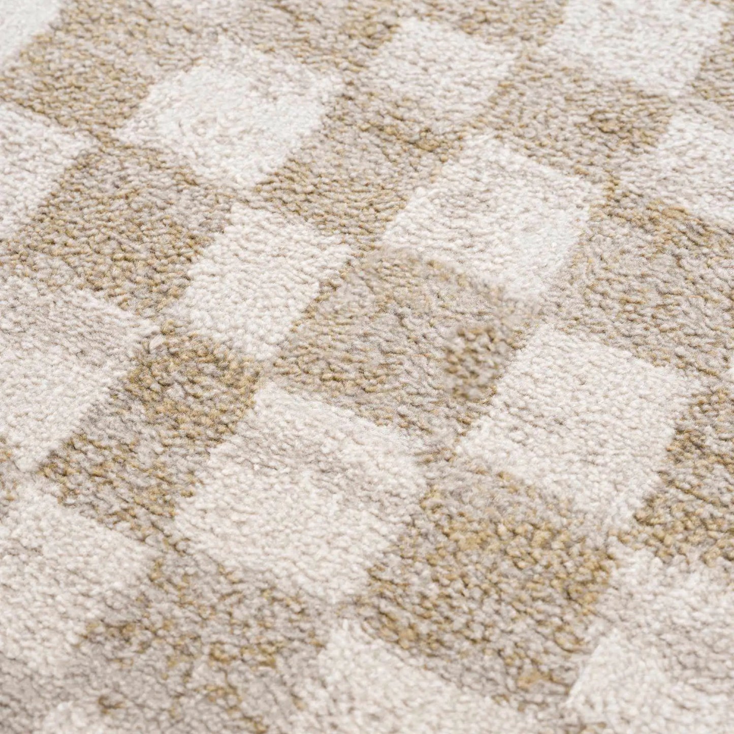 Benjy Cream & Gold Checkered Area Rug from PriceLows™