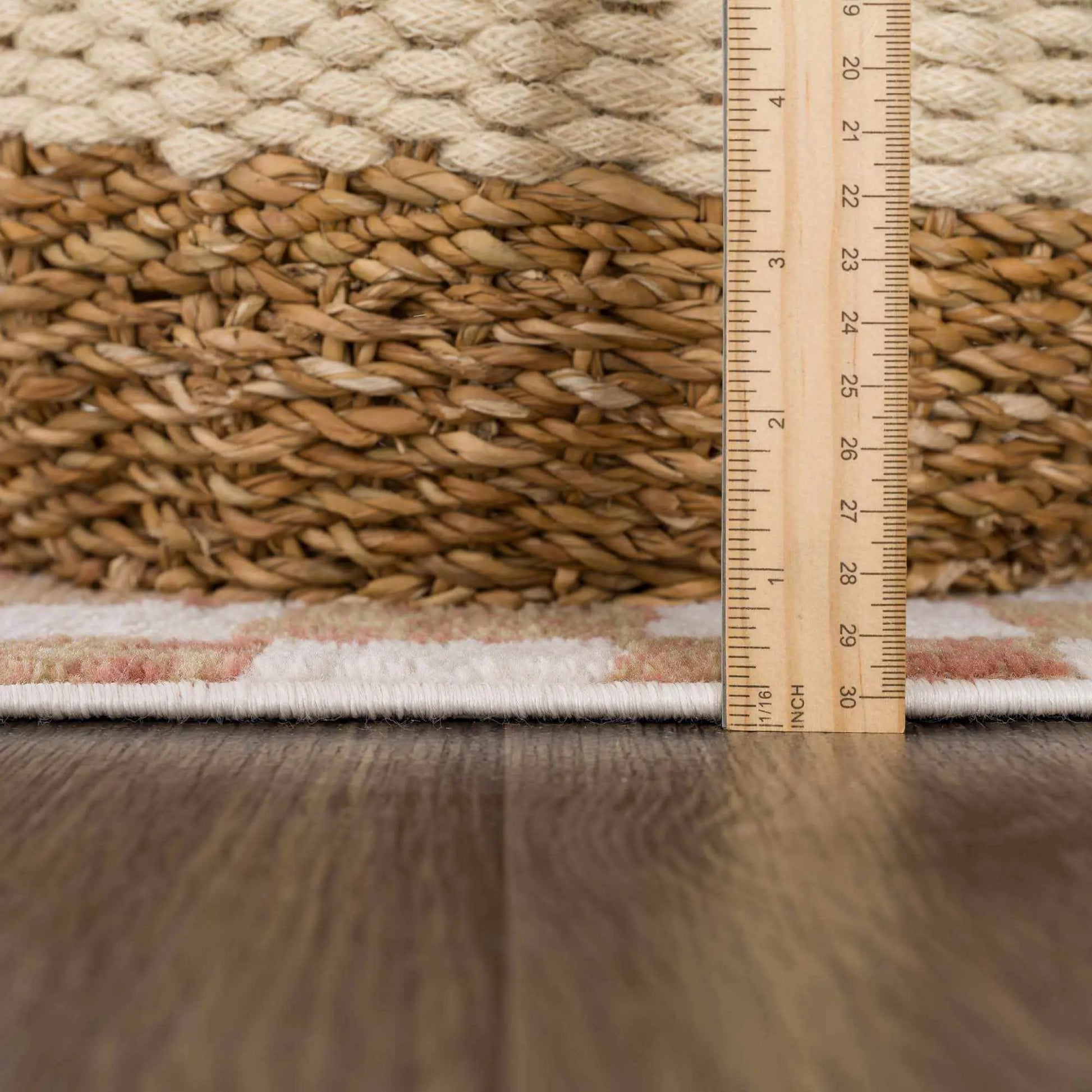 Benjy Cream & Salmon Checkered Area Rug from PriceLows™