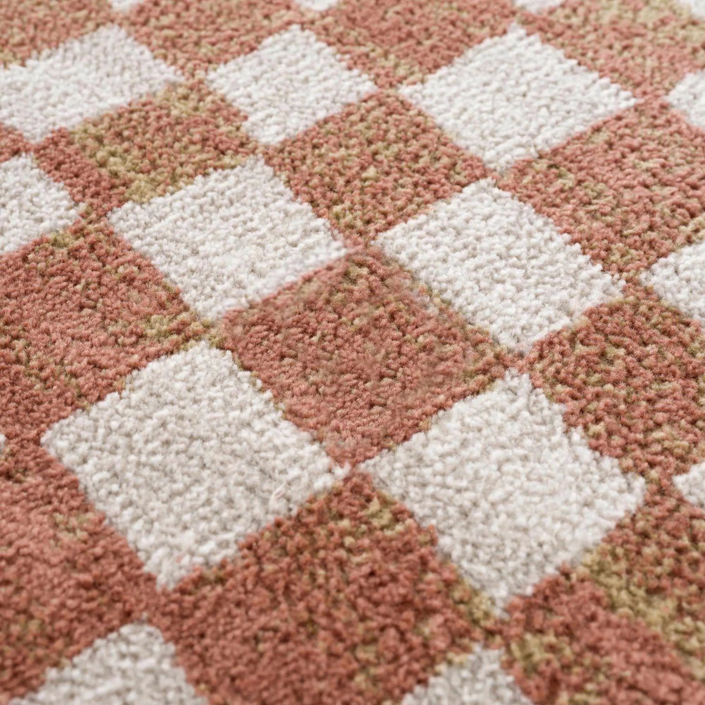 Benjy Cream & Salmon Checkered Area Rug from PriceLows™