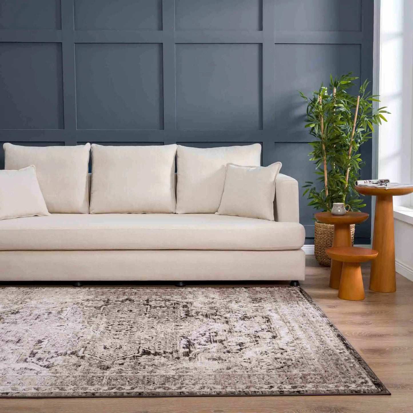 Albie Charcoal & Beige Area Rug from PriceLows™