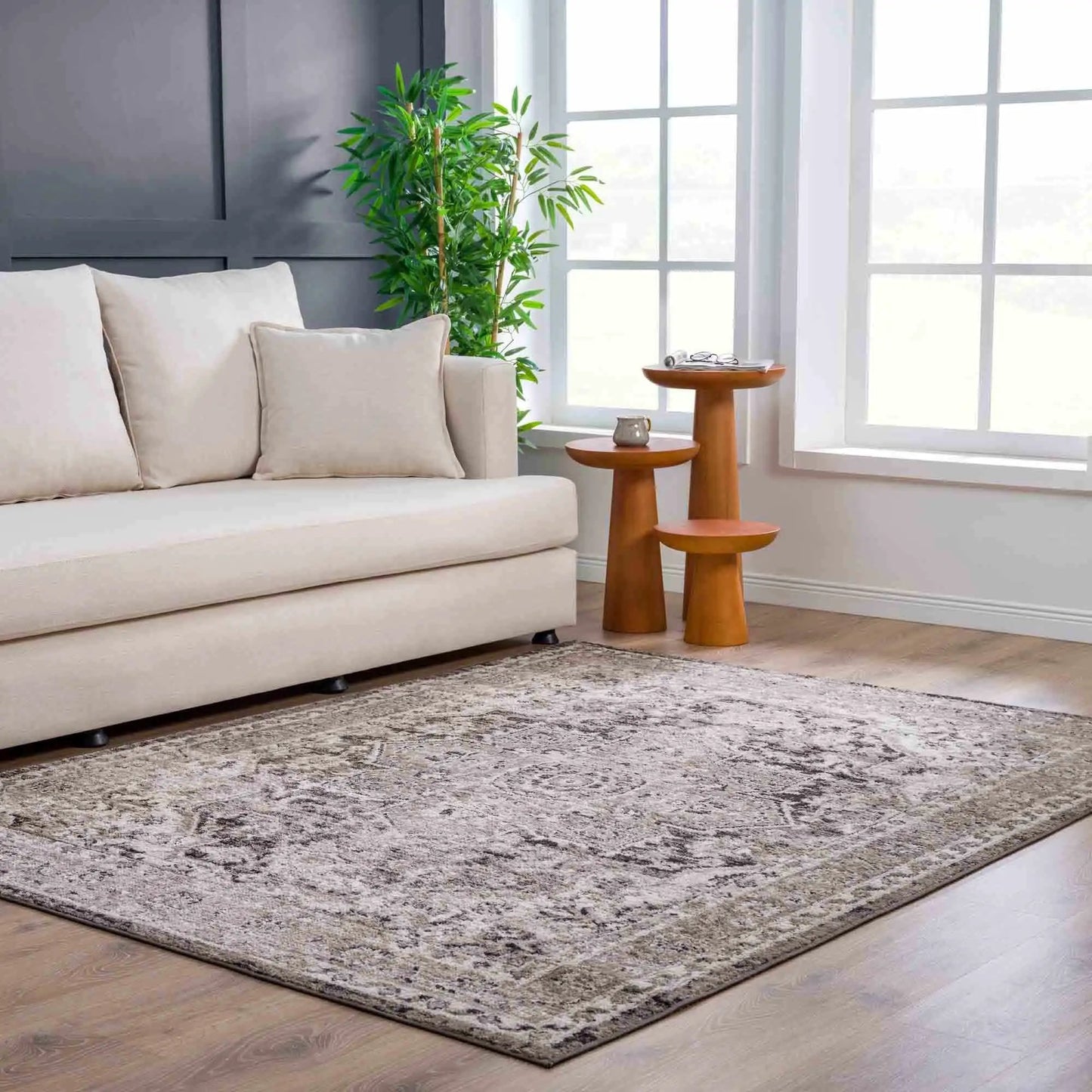 Albie Charcoal & Beige Area Rug from PriceLows™
