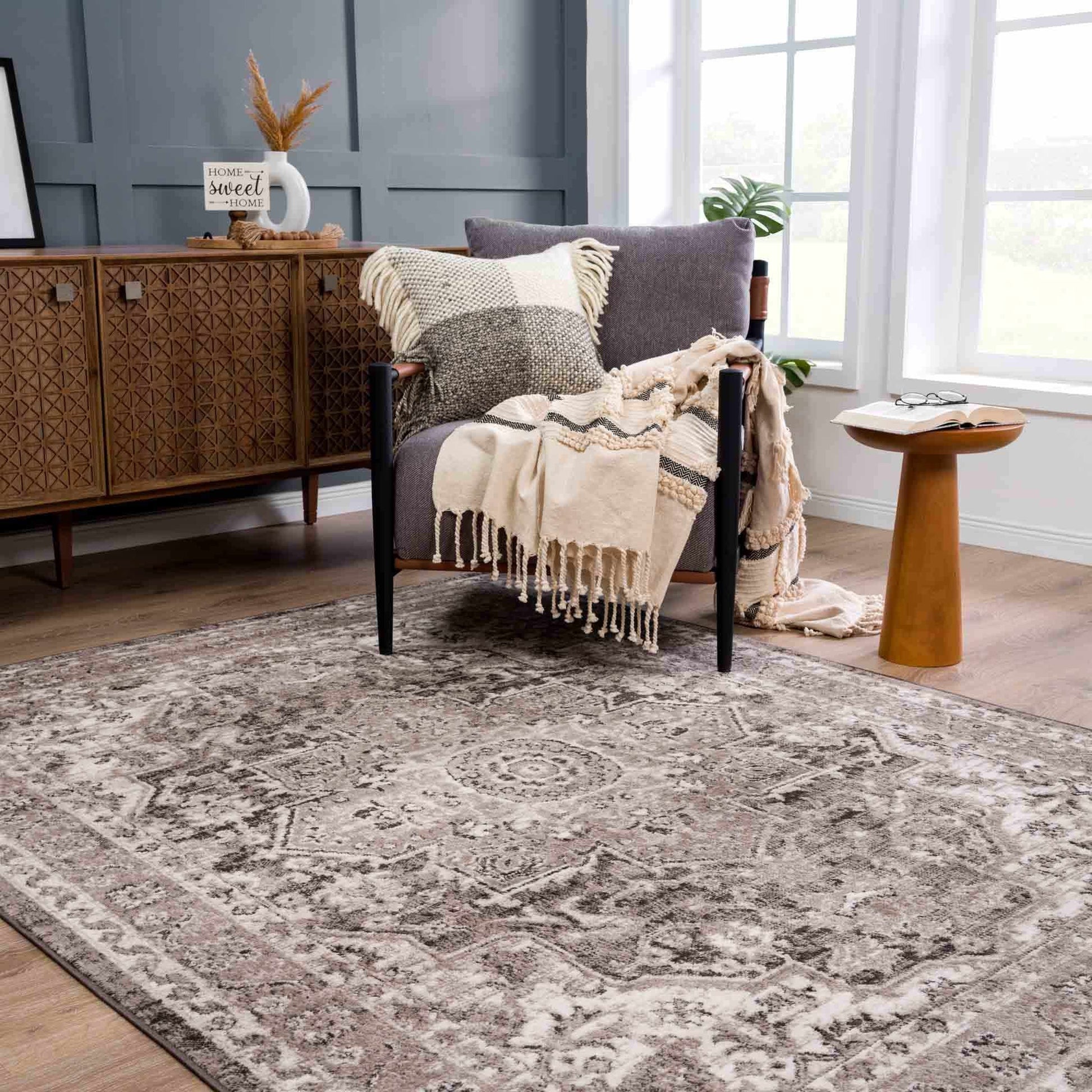 Albie Charcoal & Beige Area Rug from PriceLows™