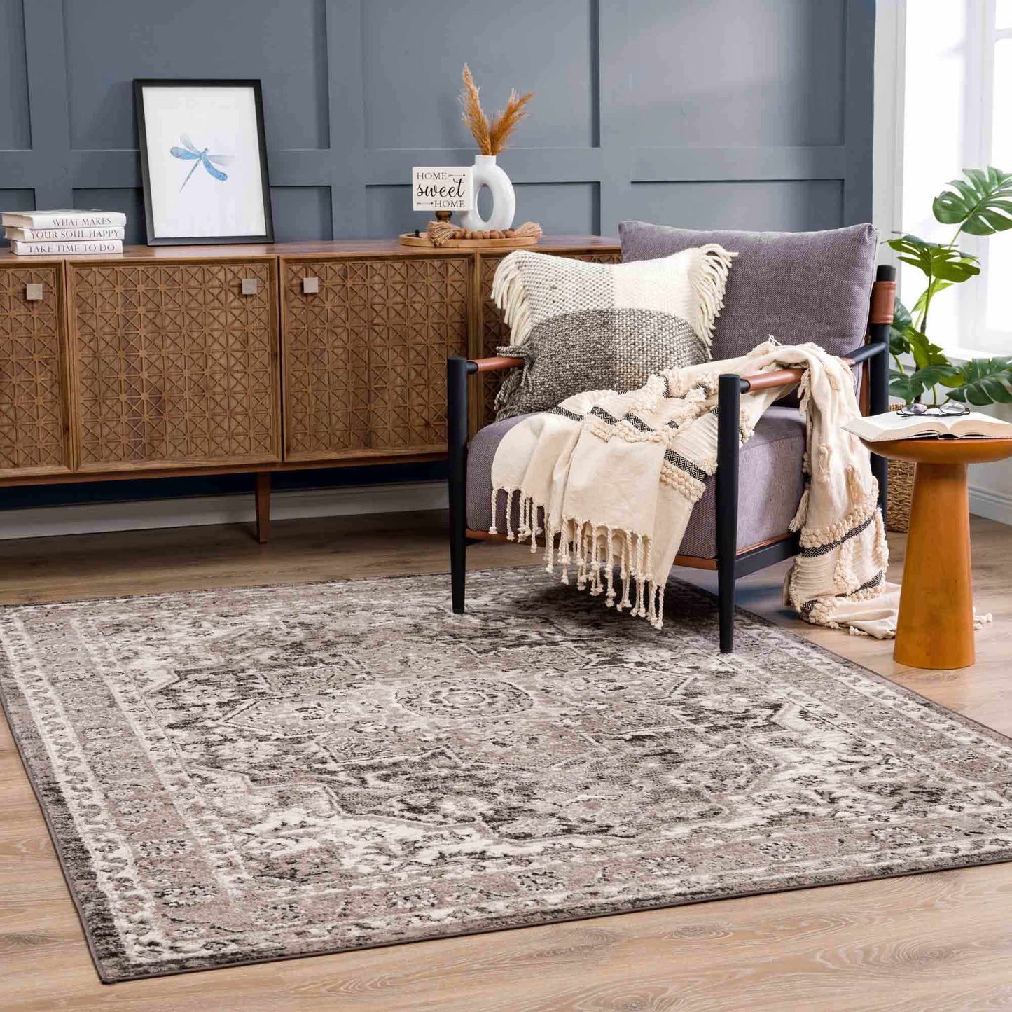 Albie Charcoal & Beige Area Rug from PriceLows™