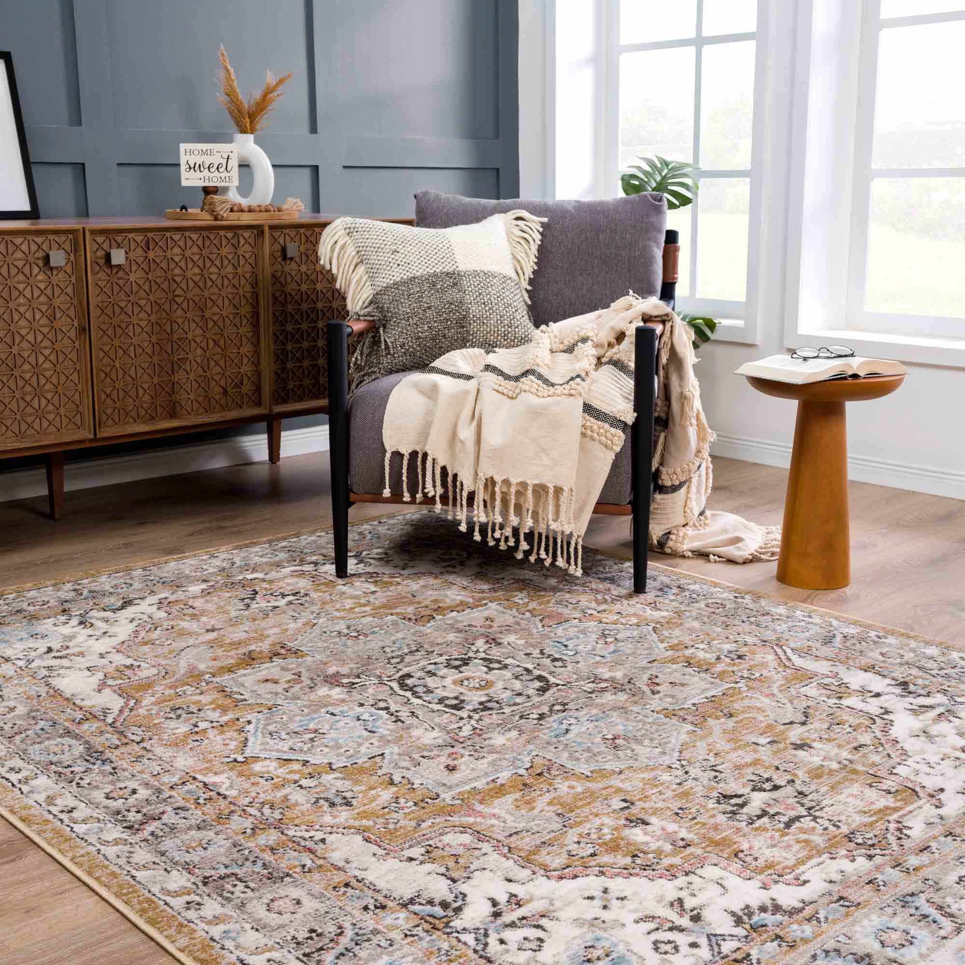 Albie Gold & Beige Area Rug from PriceLows™