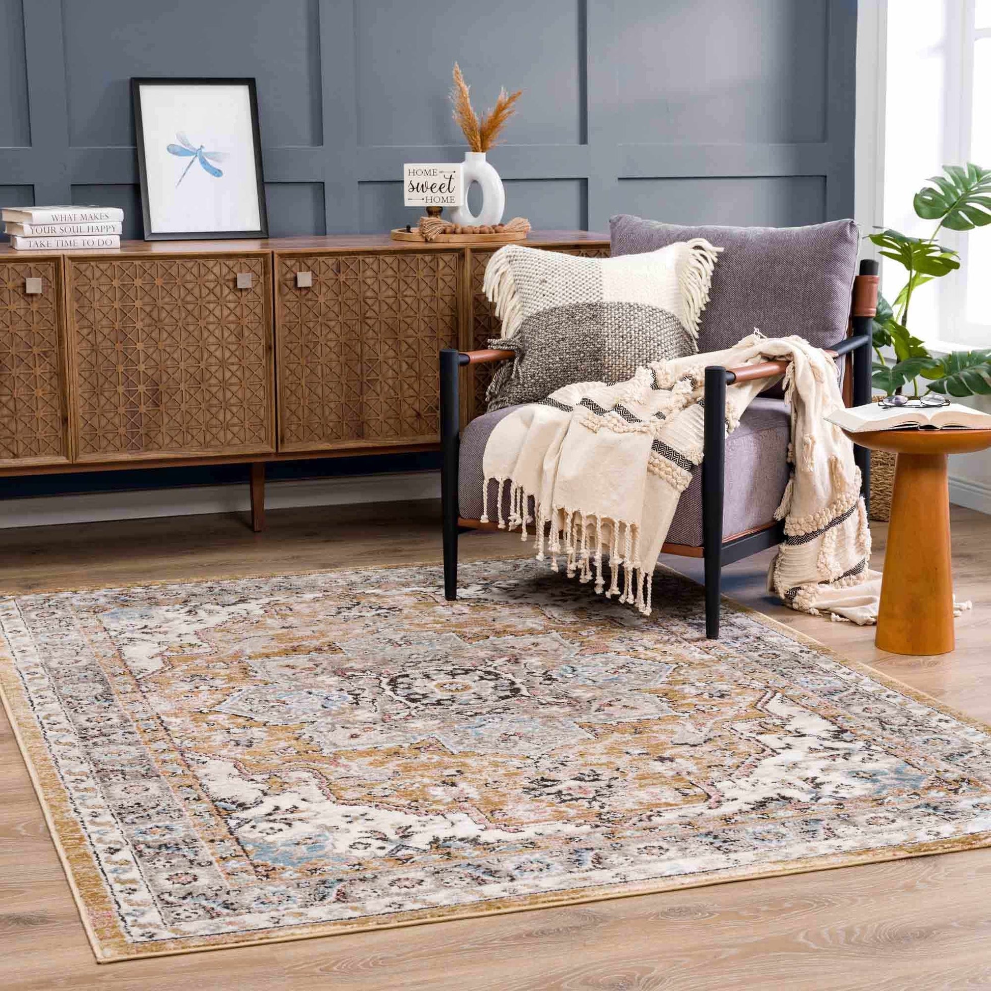 Albie Gold & Beige Area Rug from PriceLows™